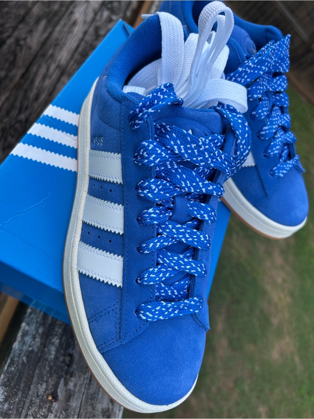 Adidas Royal Blue Campus OOs W Suede Sneakers with White Stripes